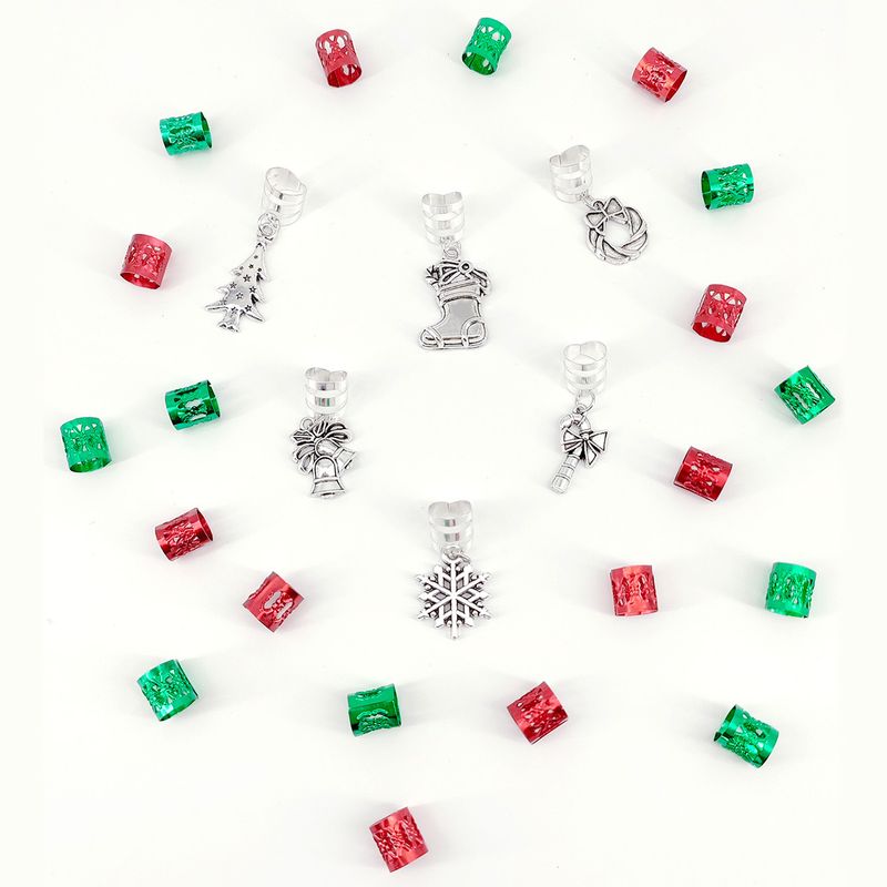 Modische Haarspange aus Metall, Dopamin-Weihnachtszopf-Accessoire mit Glöckchen-Anhänger, stylischer Haarring für festliche Looks_voghion.com
