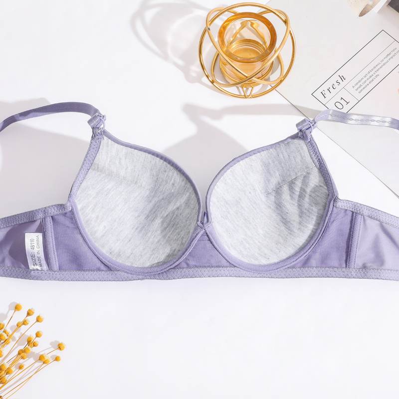 underwear in stock, glossy bra with steel ring, large breasts, small push-up, comfortable adjustable bra for girls_voghion.com