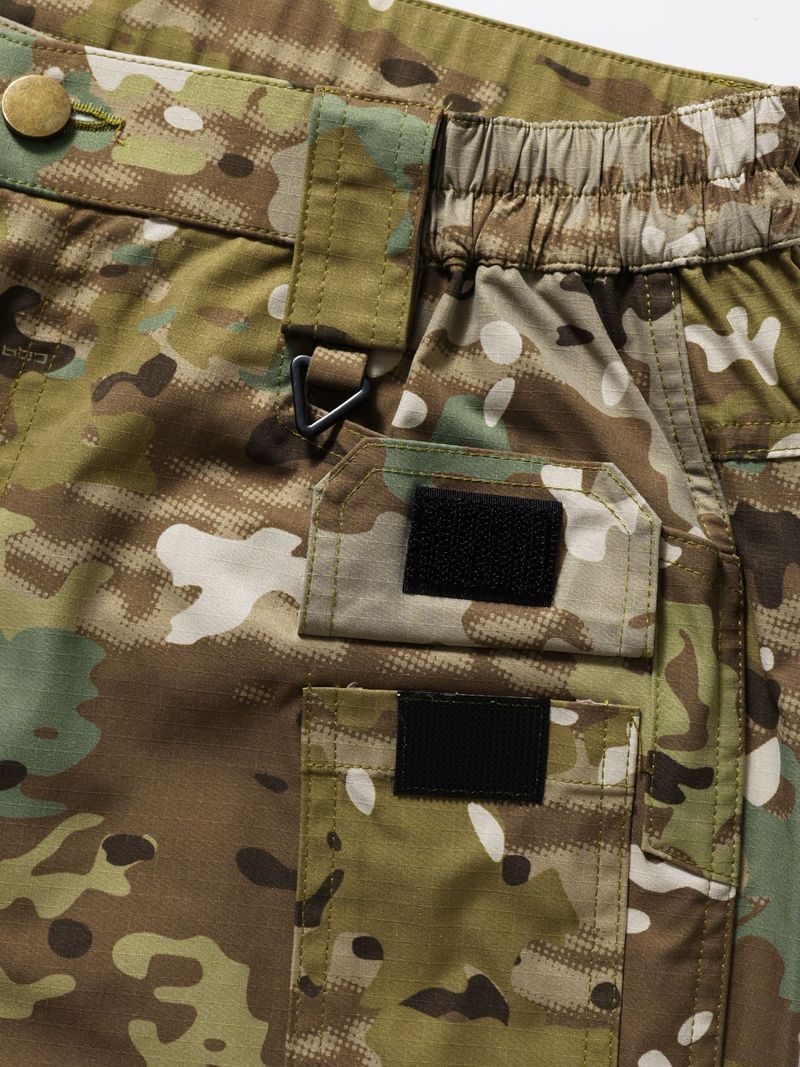 Men's Tactical Cargo Pants – Military Camo Outdoor Work Pants With High Elastic Waist, Durable Polyester For Hiking & Urban Survival_voghion.com