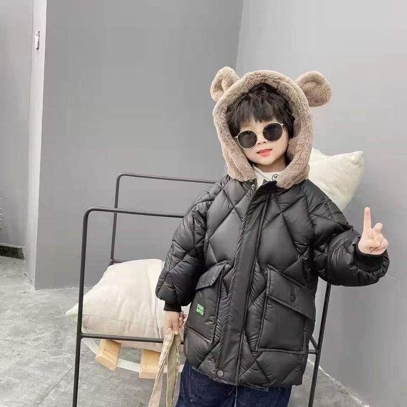 Baby Wash Free Down Cotton Jacket Boy Korean Style Medium Length Bear Cotton Jacket Winter Trend Children's Cotton Jacket_voghion.com