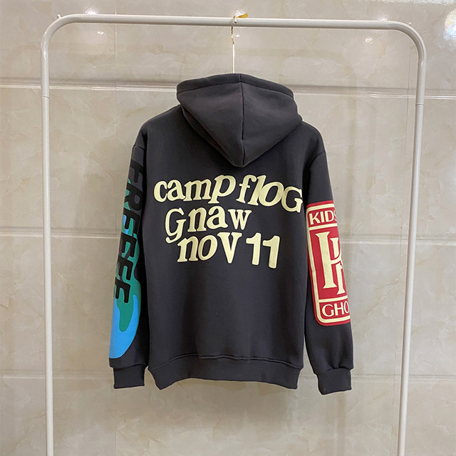 Graffiti Letter Foam Plus Samt Kanye Sweatshirts Herren Übergroßes Fleece Stranger Things Kapuzenpullover Unisex Pullover Hoody_voghion.com