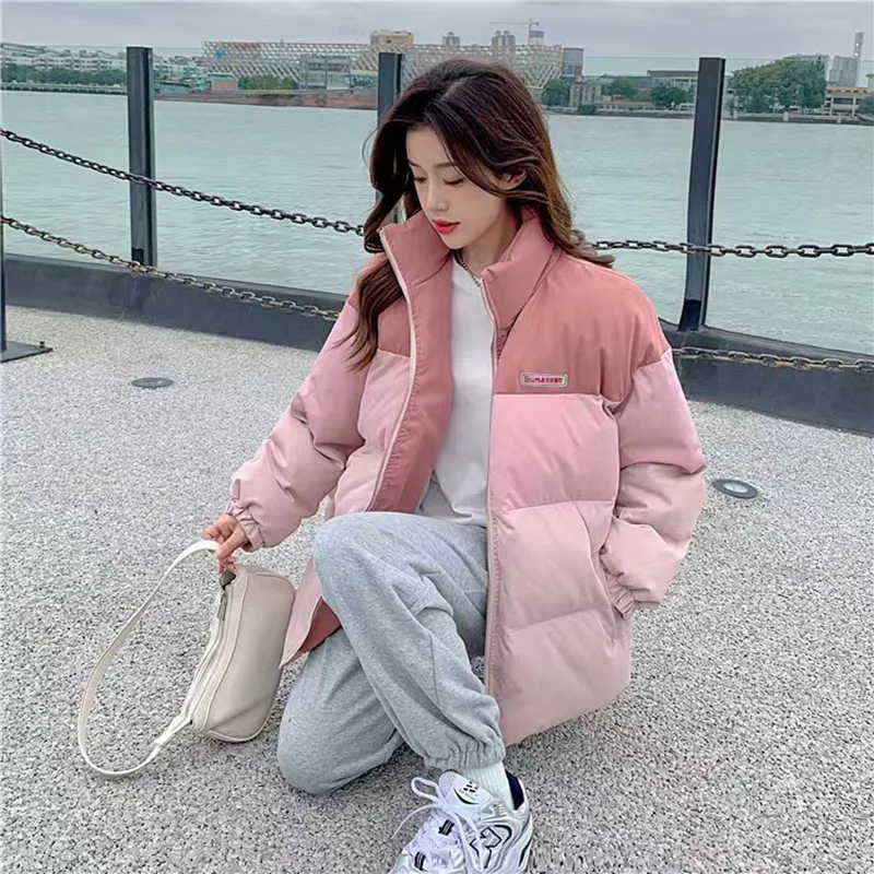Men's Vintage Gradation Parkas Men Casual Short Bomber Winter Padded Down Jacket Unisex Haruku Warm Puffer Alternative_voghion.com