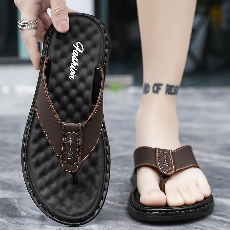 Chinelos masculinos de verão com sola macia, esportes de couro para atividades ao ar livre, sandálias de praia vietnamitas_voghion.com