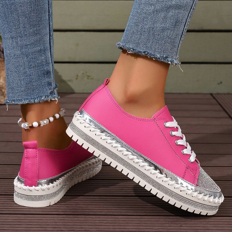 Scarpe piccole bianche con strass autunno nuovo tondo testa spessa fondo muffin mocassini scarpe lacci delle scarpe_voghion.com