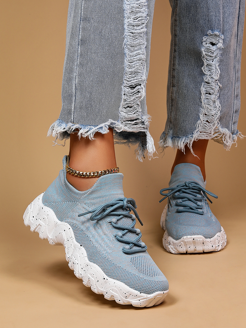 Große größe sport frauen schuhe atmungsaktive fliegen stricken socken schuhe ein-schritt faul schuhe_voghion.com