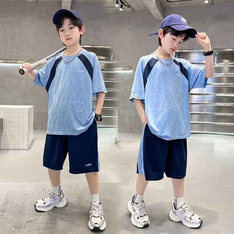 Kids’ Clothing Boys Summer Quick Drying Sports Suit New Style Medium And Large Children's Summer Children's Short Sleeved Two Piece Suit_voghion.com