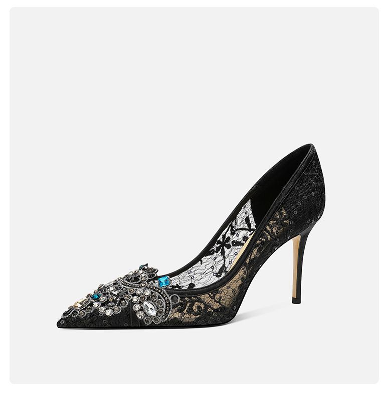 Atemberaubende weiße High Heels für Frauen im neuen französischen Stil, elegante Prominente mit Strasssteinen, spitze Zehenpartie, Brautschuhe_voghion.com