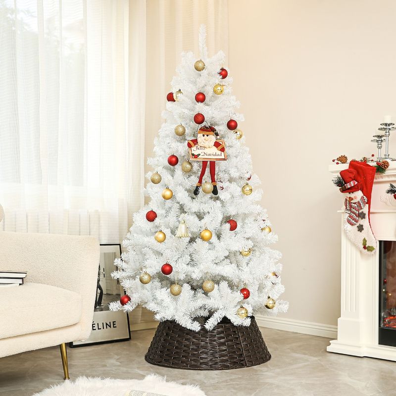 6ft Tall Artificial Christmas Tree, Unlit Xmas Tree With 1000 Branch Tips, Auto Open, Steel Base, Holiday Décor For Home Office, White_voghion.com