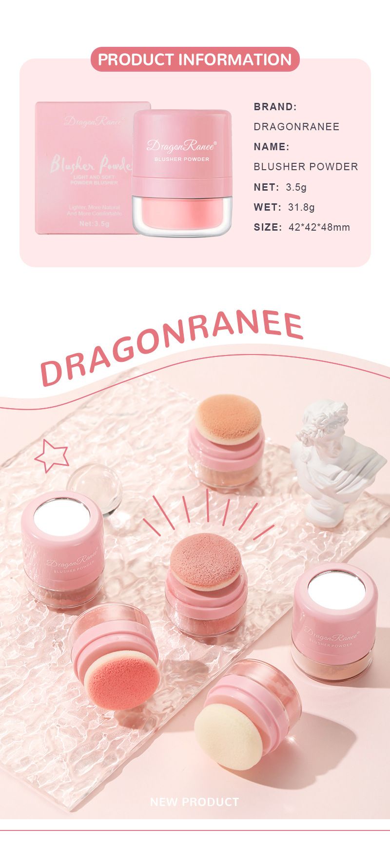Lazy Girl's Cushion Blush - Fard opaco delicato sulla pelle con applicatore a fungo, finitura nude per illuminare la pelle_voghion.com