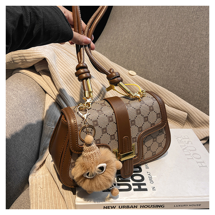 Borsa a tracolla Borsa da ascella versatile stampata di nuova moda con personalità Borsa a tracolla quadrata piccola pratica e classica di fascia alta_voghion.com
