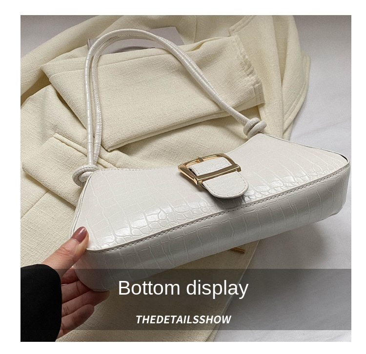 Borsa popolare con trama francese borsa sottobraccio bianca femminile 2023 nuova moda borsa baguette francese a mano tinta unita in tinta unita_voghion.com