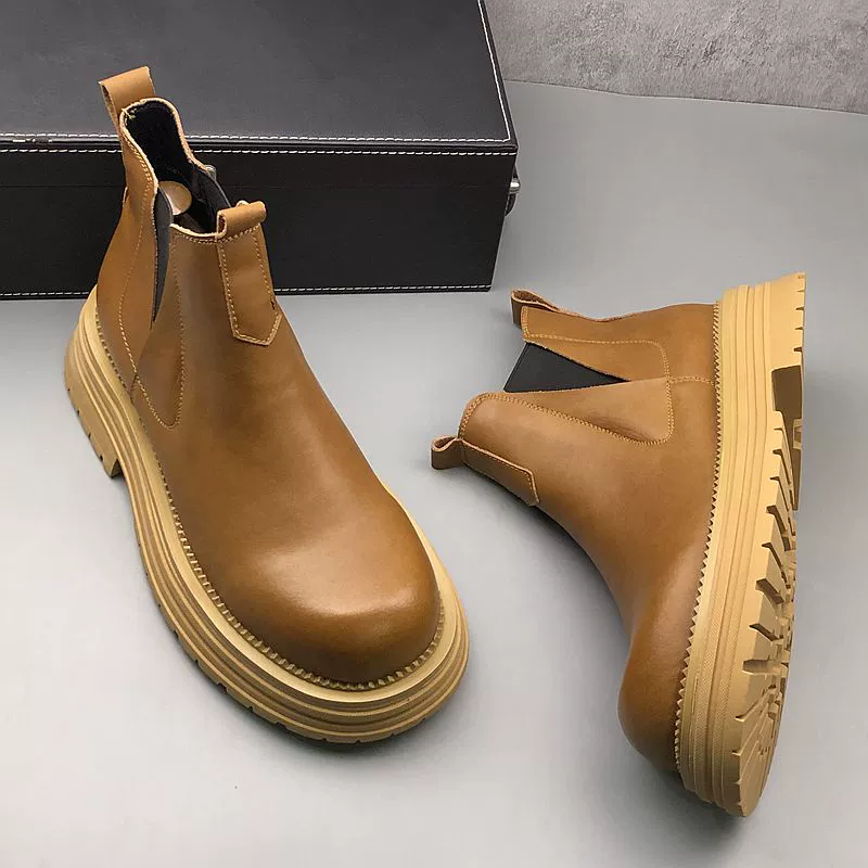 Ghete de piele cu vârf înalt pentru bărbați, toamnă-iarnă, noi, cizme Martin, stil britanic, tendință retro, cizme cowboy pentru bărbați, cizme Martin retro_voghion.com