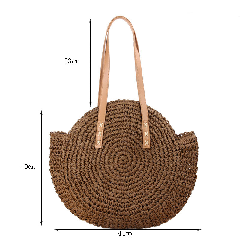 Borsa a tracolla grande in morbida paglia intrecciata a mano Borsa a tracolla Boho con manico in paglia Borsa da spiaggia estiva retrò Borsa in rattan_voghion.com
