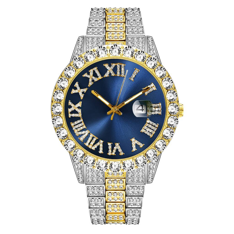 Business Dial Diamonds Sparkling Steel Strip Calendar Waterproof Quartz Watch For Giving to Man _voghion.com