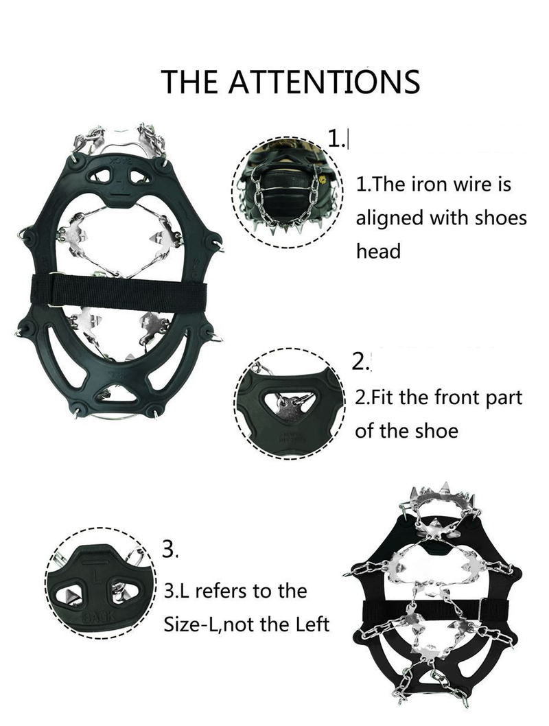 Crampons antidérapants pour chaussures de montagne, 26 dents, en acier inoxydable 201_voghion.com