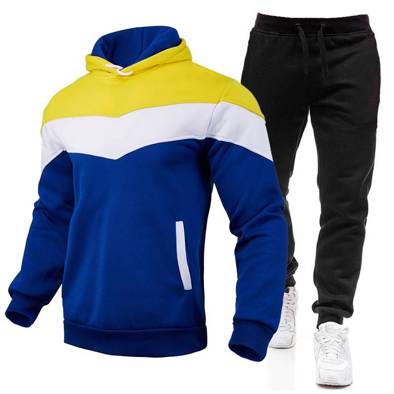 Abbigliamento maschile maglione con cappuccio pantaloni tuta più velluto caldo felpa pullover tuta_voghion.com