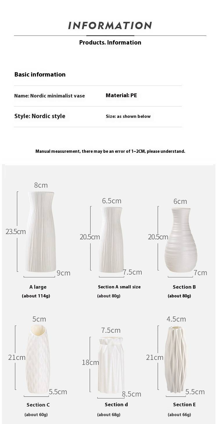 Plastic vaas in Scandinavische stijl - onbreekbare bloemenvaas voor de woonkamer, minimalistische decoratieve vaas voor woondecoratie (set van 2)_voghion.com