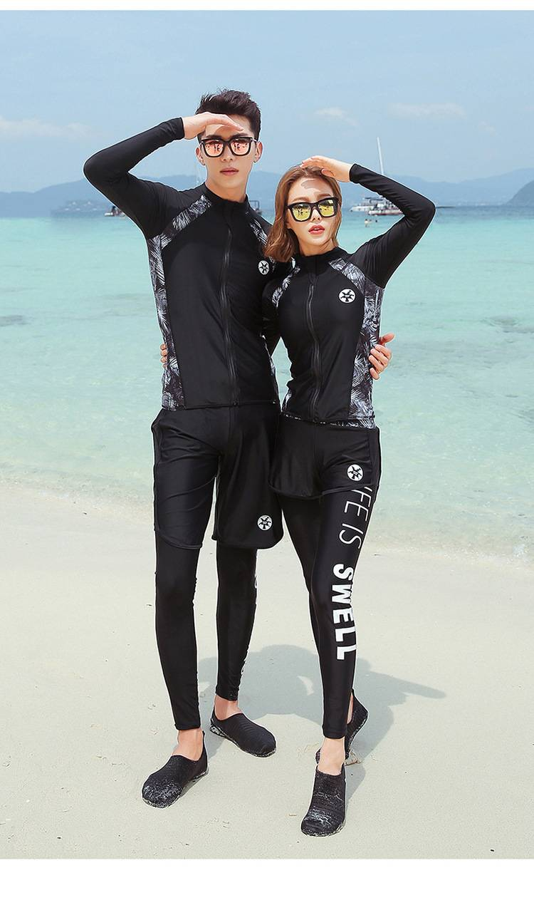 Traje de buceo con protección solar para parejas, traje de esnórquel para mujer, traje de baño de dos piezas para padres e hijos, adelgazante de manga larga._voghion.com