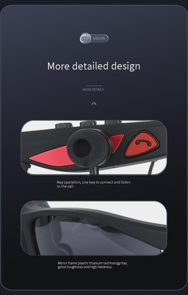 BTglasses 001 Smart Bluetooth zonnebril met HD-gesprekken en stereogeluid - gepolariseerde UV400-zonnebril voor autorijden/fietsen (zwart/wit)_voghion.com