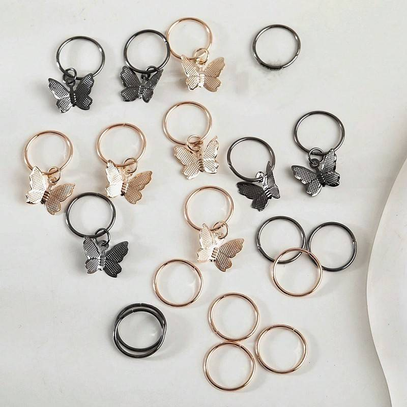 Stylish Metal Hair Ties For Braiding, With Butterfly Tassels, Dreadlock Decor Hair Clasps, European And American Popular Style_voghion.com