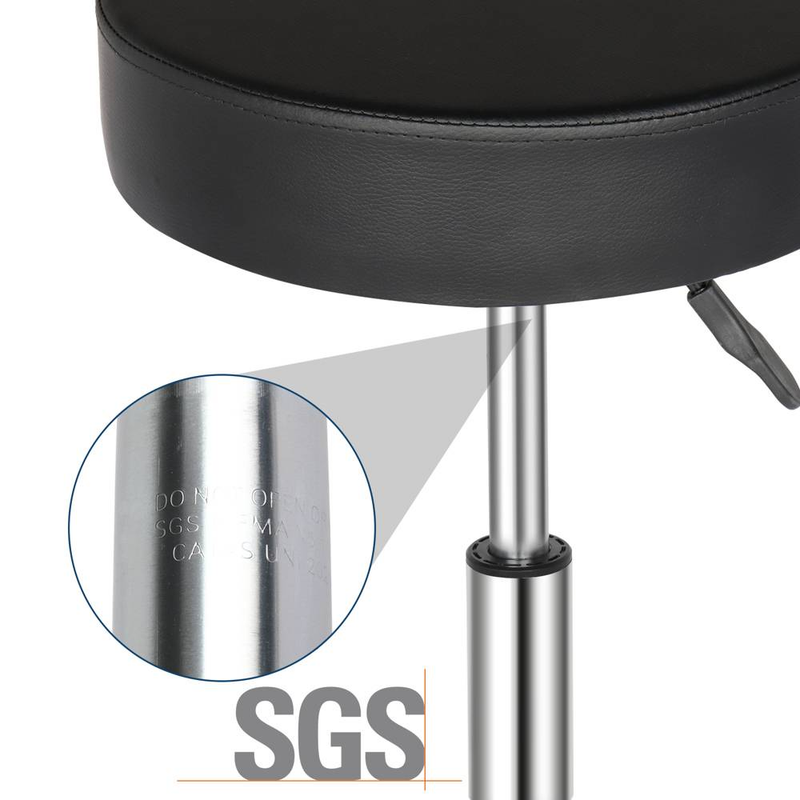 Drehbarer Barhocker mit 8 cm dickem Kissen, 150 kg Tragkraft, 360°-Drehung, verstellbarer Gasdruckfeder, Schwarz, für Salons, Werkstätten und Hausbars_voghion.com