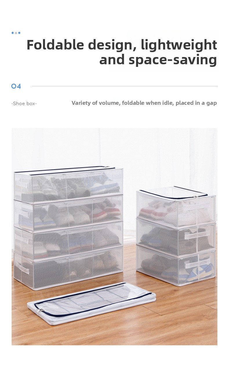 Foldable PVC Shoe Storage Box With Reinforced Steel Frame - Dustproof & Moisture-Resistant Closet Organizer For Sneakers & Accessories_voghion.com