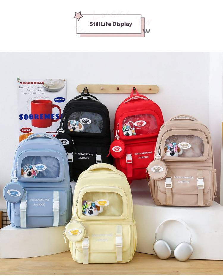 Set di zaini per bambini - Zaino scolastico da 3 pezzi per ragazzi e ragazze, zaino leggero in nylon con spallacci ergonomici, graziosa stampa di lettere_voghion.com