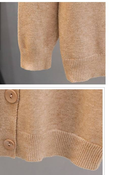 "Oversized Harajuku Cardigan – Chunky Knit Open Front Sweater For Women (Khaki/Grey/Black/Dark Brown, One Size)"_voghion.com