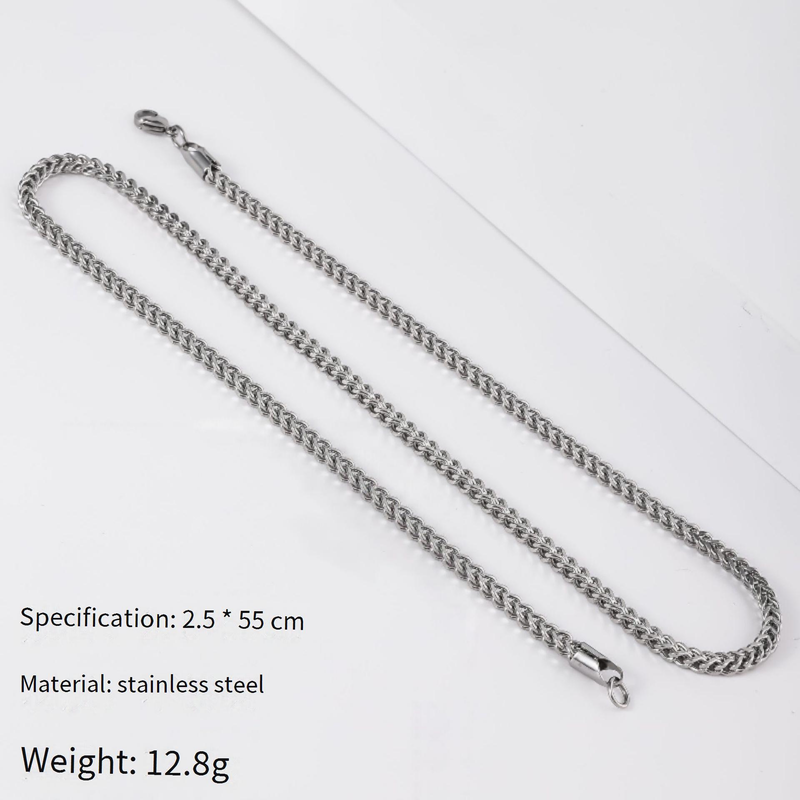 Collane in acciaio inossidabile con catena avanti e indietro, catena intrecciata con quattro lati, catena cubana da uomo, collana in acciaio al titanio_voghion.com