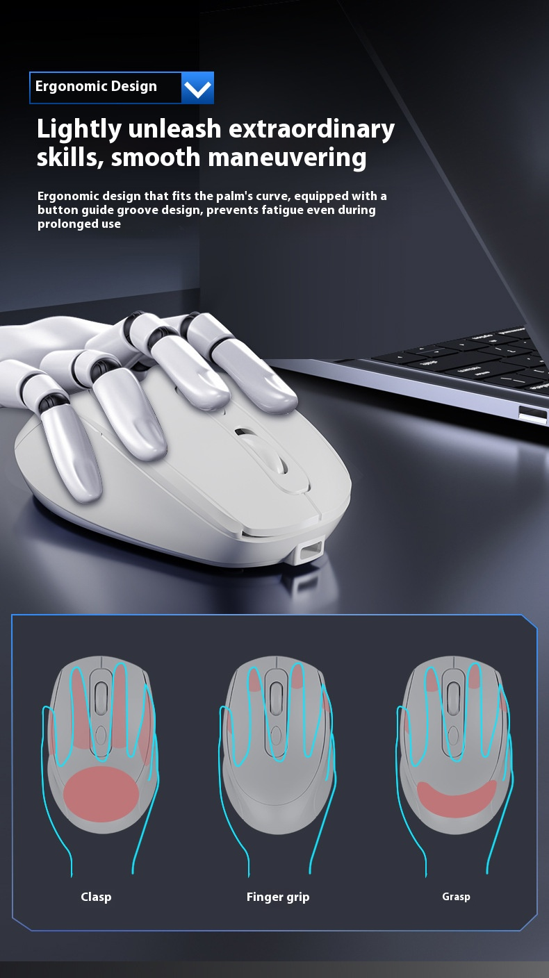 Dual-Mode Wireless Mouse – Bluetooth & 2.4G Rechargeable Silent Mouse With Charging Dock, 1600DPI Optical Tracking, Plug & Play For Laptop/PC_voghion.com