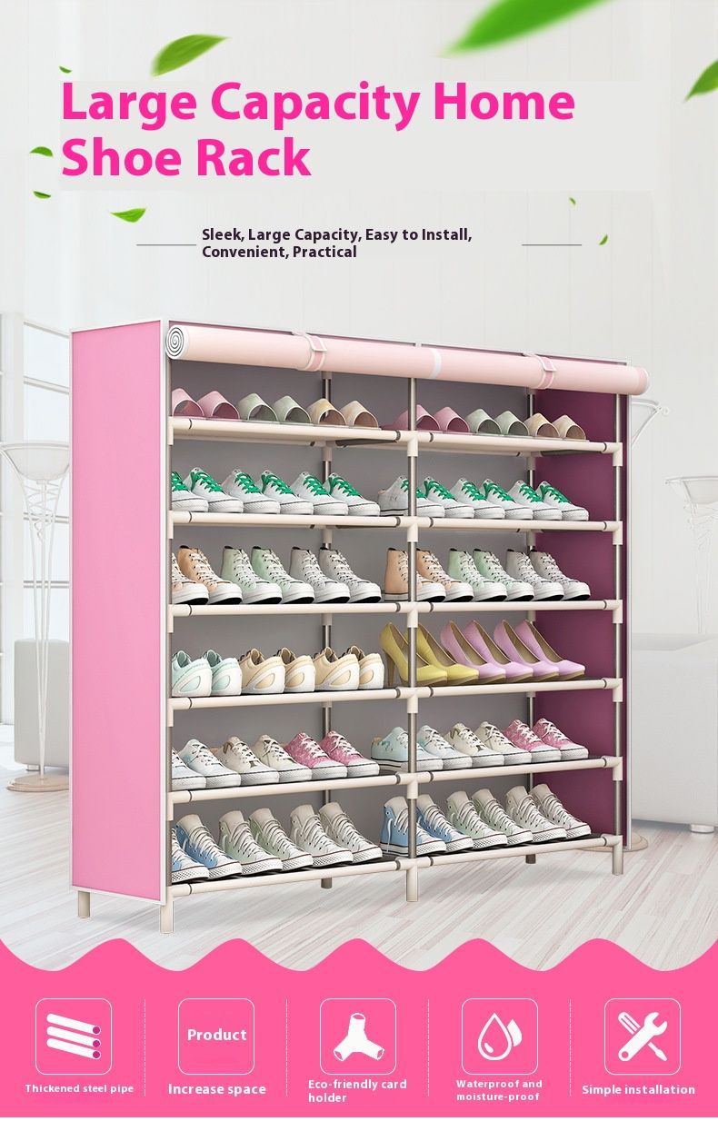 Metal Shoe Rack With Dust Cover – Foldable, Space-Saving Shoe Organizer For Entryway, Closet & Bedroom – Easy Assembly, Modern Design_voghion.com