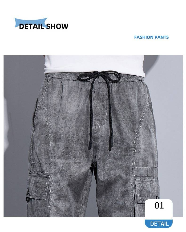 Vintage Tie-Dye Cargo Pants For Men - Lightweight Summer Straight Leg Casual Trousers, Loose Fit, Breathable & Stylish_voghion.com