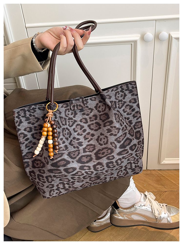 Borsa con stampa leopardata, borsa da donna con tasca interna, borsa con stampa leopardata, adatta per lo shopping, la spiaggia, il lavoro, i viaggi e l'uso quotidiano_voghion.com
