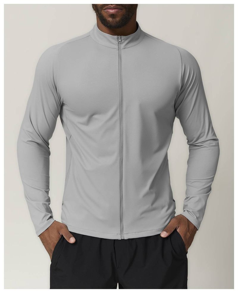 SwayneMen's Stand-up Collar Sports Fitness Jacket, Solid Color Outdoor Casual Home Commuting Warm Sweatshirt 1052_voghion.com