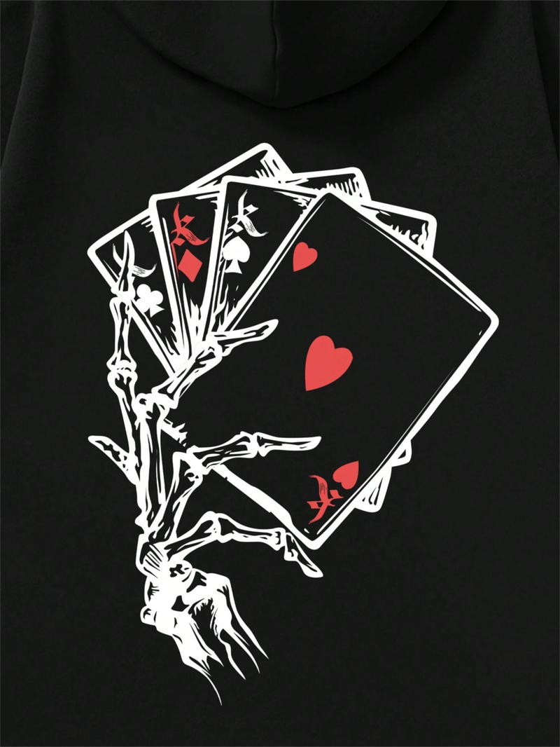 Playing Card Printing Hoodie For Men Kangaroo Pocket Drawstring Pullovers Loose Fleece Warm Sweatshirts Autumn Casual Clothes_voghion.com