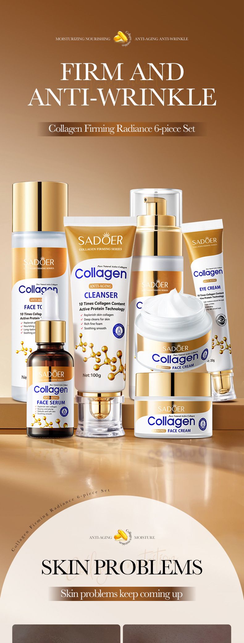 Full English Collagen Firming Skincare 6-Piece Set SADOER Moisturizing Hydration Kit_voghion.com