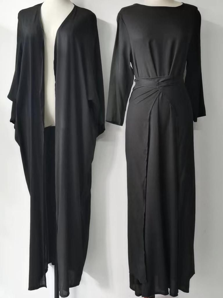 Women's Clothing Elegant Solid Color Simple Three Piece Robe Cardigan_voghion.com
