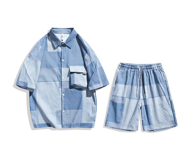 Herrenbekleidung Herren Sommer Dünne Modemarke Lose Lässige Eisseide Sportanzug Strandshorts Zweiteiliger Anzug Herren_voghion.com