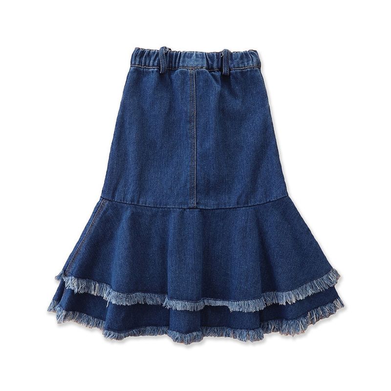 Robe d'été pour mère et enfant, jupe en denim à bords bruts, jupe à trous de tir de rue_voghion.com