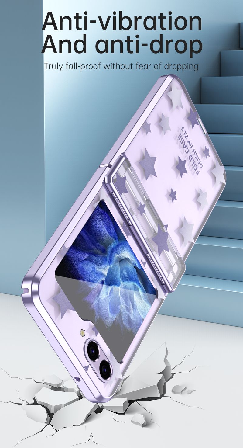 Electroplating Star Pattern Phone Case for Samsung Galaxy Z Flip 6 5 4 3 Flip6 Flip5 Flip4 Flip3 Protective Cover_voghion.com