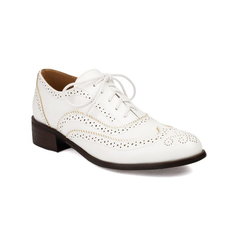 Plus-size lente enkel schoenen vintage Britse kleur contrast Braddock diepe veterschoenen damesschoenen_voghion.com