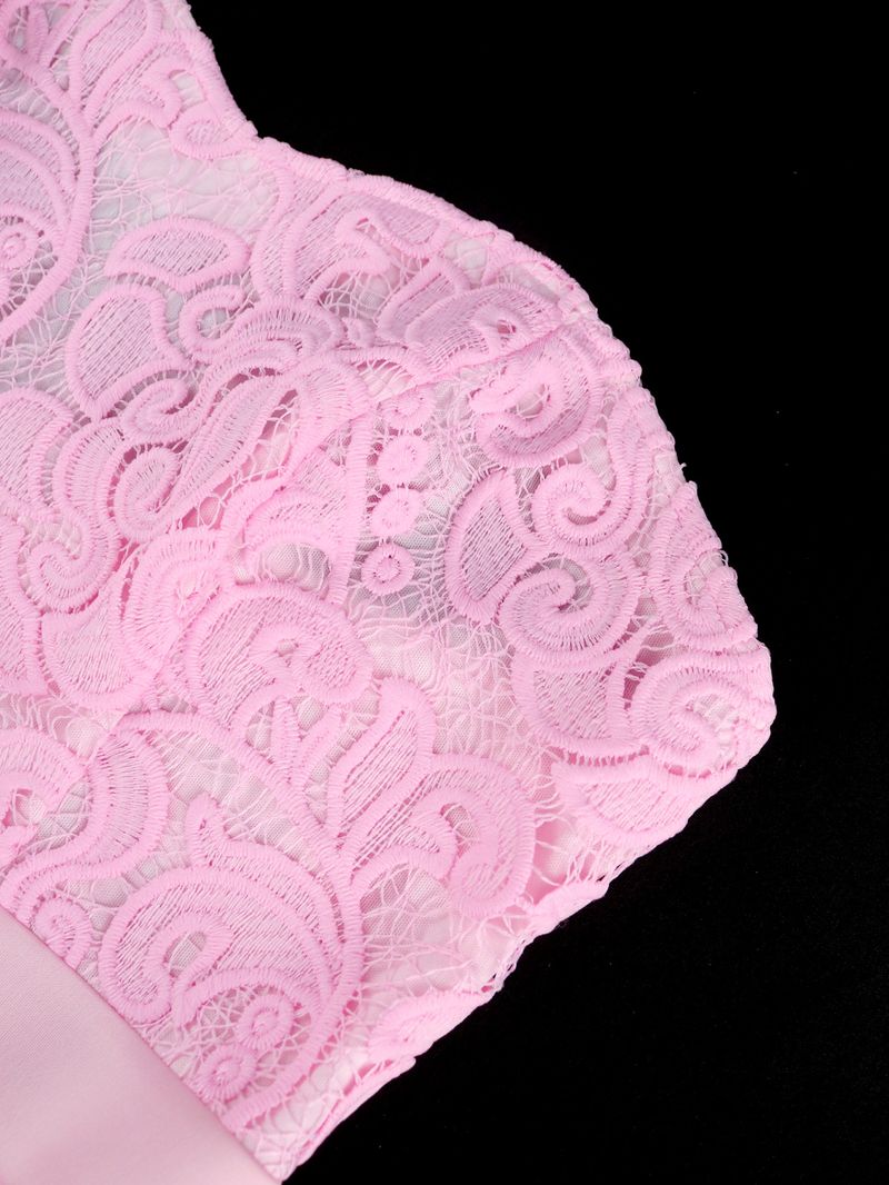 Women's lace patchwork dress plus size celebrity wave tube top dresses_voghion.com