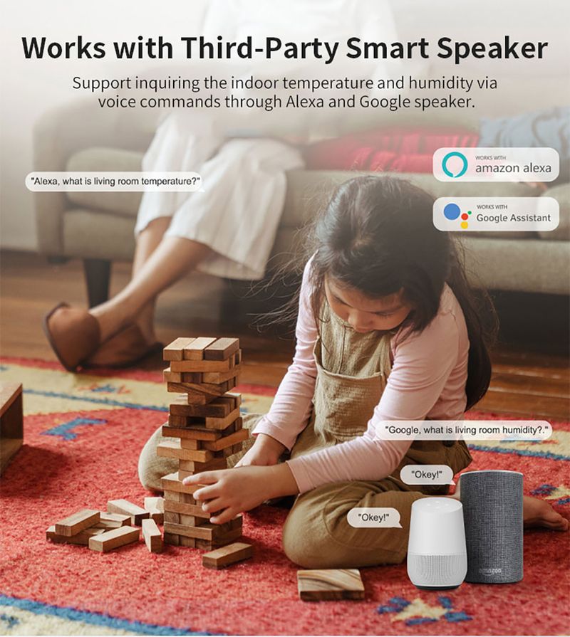 Sensore di temperatura e umidità Tuya WiFi SmartLife Remote Monitor per Smart Home Funziona con Alexa Google Assistant_voghion.com