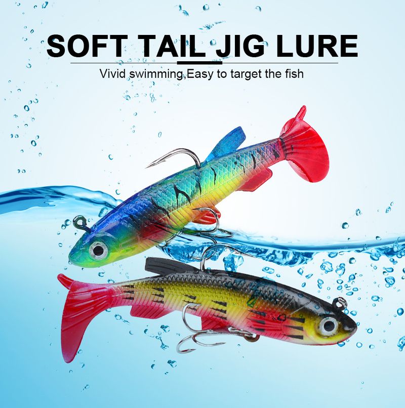 Simulierter Köder, bleigewichteter Fisch, T-Schwanz, 7,5 cm, 13,5 g, Barsch, Seebarsch, Salzwasser-Angelköder_voghion.com