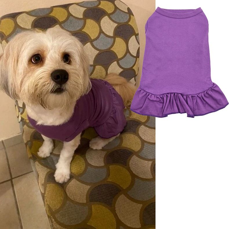 Spring Summer Pleated T-Shirt Princess Ruffle Ins Teddy Dog Cat Pet Sleeveless Dress_voghion.com