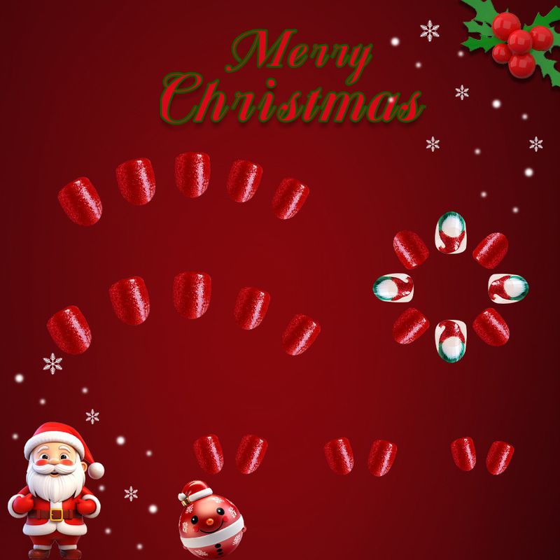 Kurz glitzernd oval 2024 neue Weihnachtsmütze Weihnachtsmann rot und weiß Farbe Pulver 24 Stück_voghion.com