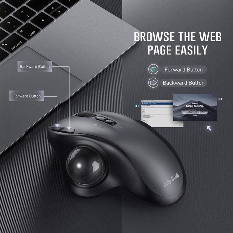 Jomaa Trackball Bluetooth+2.4G Dual Mode Rechargeable Wireless Mouse For PC Computer Laptop Tablet Gamer Mause_voghion.com