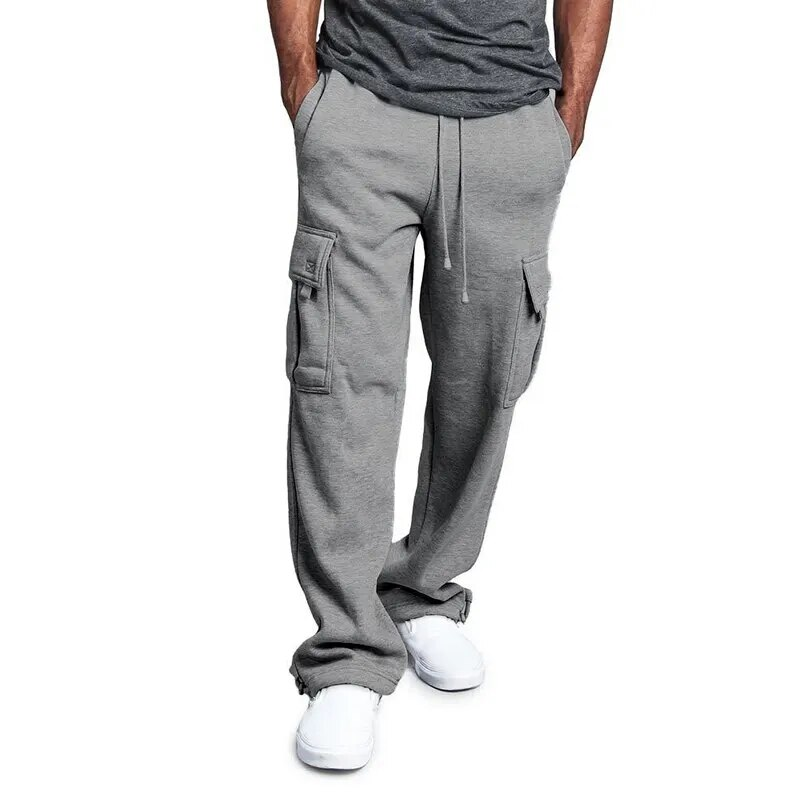 Men's Overalls Casual Sports Pants Breathable Soft Winter Fiess Exercise Running Training Trousers Black White Gray_voghion.com