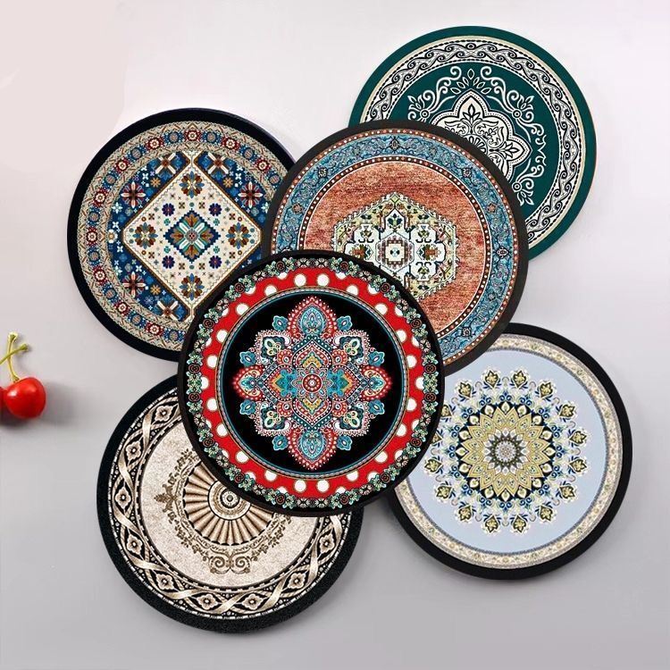 Placemat Bohemian Nordic Style Coaster Table Rubber Water Absorbent Non-Slip Insulation Bowl Plate Mat Heat Resistant_voghion.com