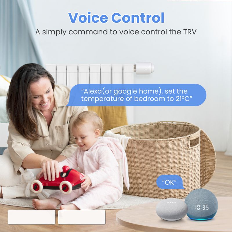 Tuya ZigBee Heizkierper Aktuator Thermostat Smart TRV Thermostat Vae Temperaturregler Ënnerstëtzung Alexa Google Home_voghion.com